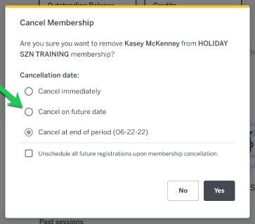cancel a membership at a future date