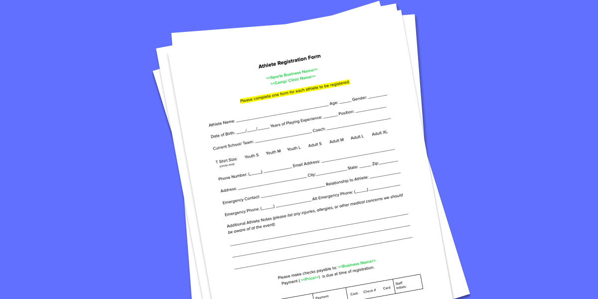 athlete registration form template download