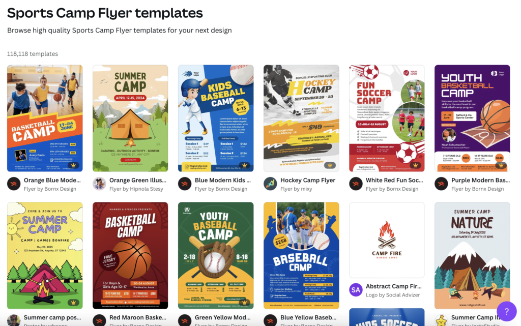Upper hand – canva offers a number of sports camp flyer templates that you can edit to fit your brand