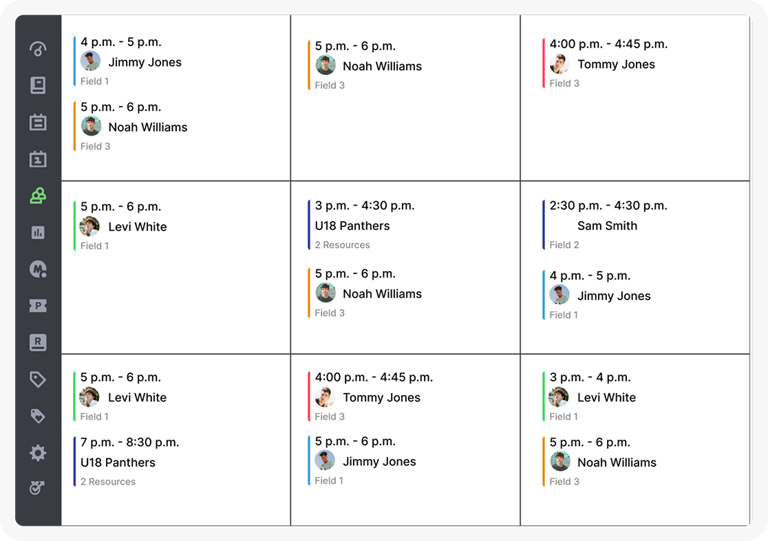 Real-time schedule across spaces